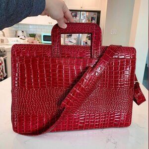Vintage bold lipstick red vintage crocodile style laptop bag